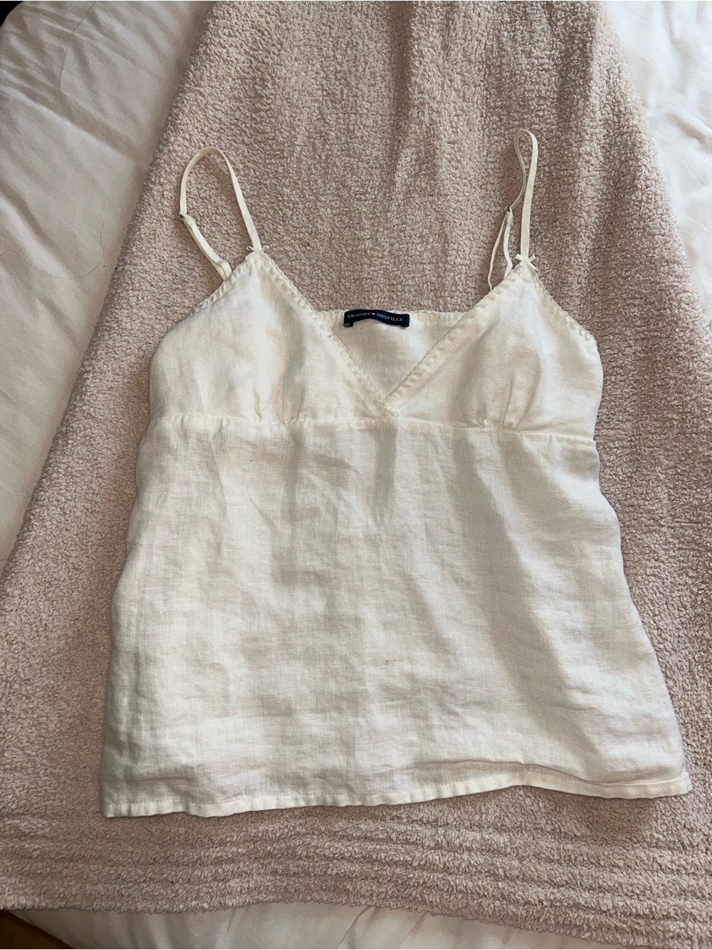 Brandy Melville Cream Linen V-Neck Cami